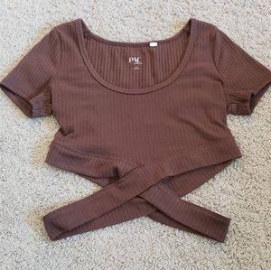 Criss-cross Rib Shortsleeve Crop Top